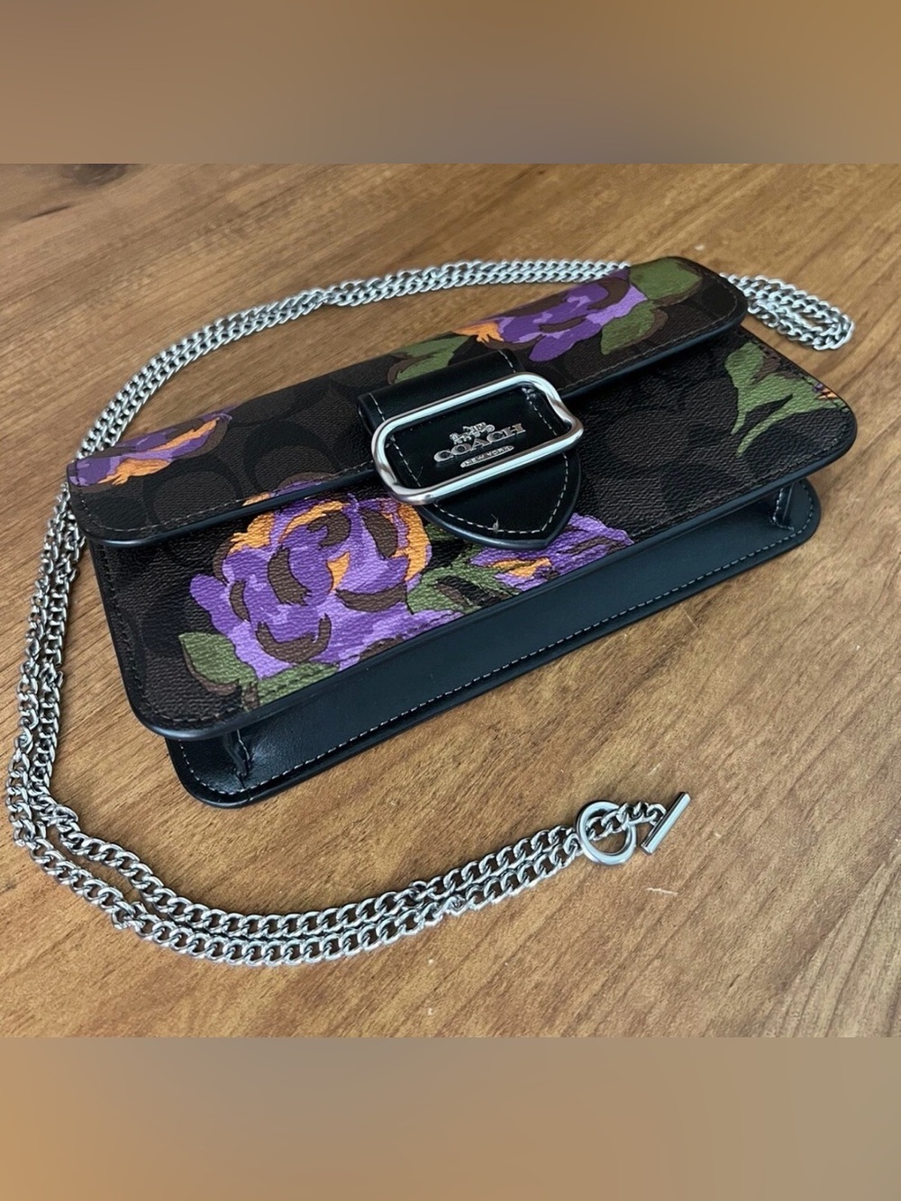 Coach Floral Chain Crossbody Bag - Purple/Black/Green💜💜💜💜💜💜💜 - Picture 13 of 16